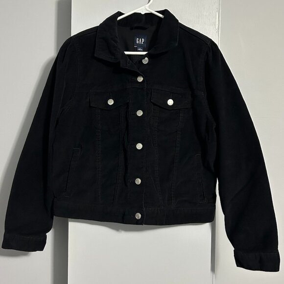GAP Black Corduroy Button Down Jacket Women's Size L - Picture 2 of 10